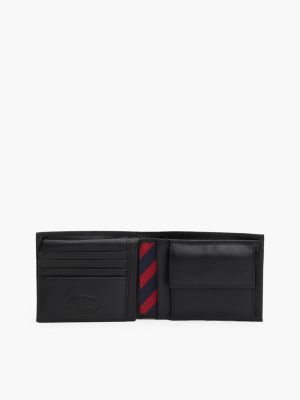 black leather flap wallet for men tommy hilfiger