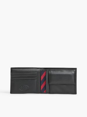 black leather flap wallet for men tommy hilfiger
