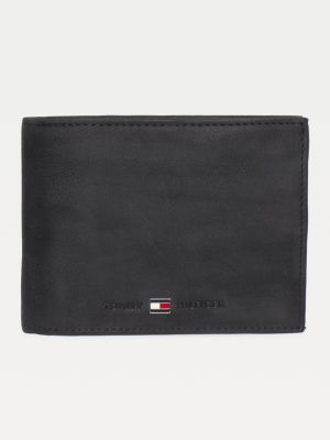 Leather Flap Wallet | Black | Tommy Hilfiger