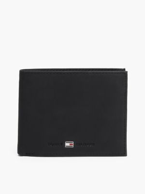 black klappbrieftasche aus leder für herren - tommy hilfiger