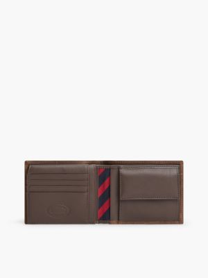 brown leather flap wallet for men tommy hilfiger