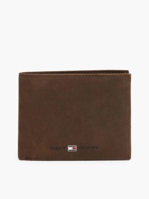 portefeuille en cuir à rabat brown pour hommes tommy hilfiger