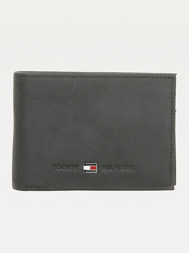black small leather wallet for men tommy hilfiger