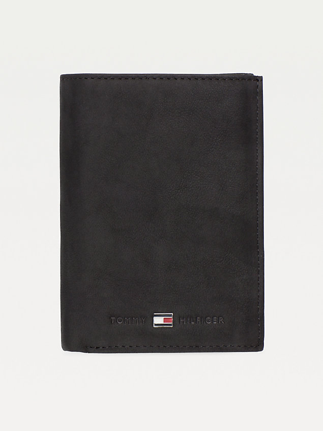 black portrait trifold wallet for men tommy hilfiger