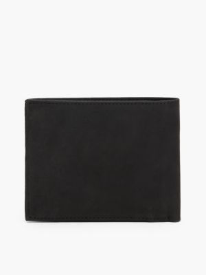 schwarz trifold-brieftasche aus leder für herren - tommy hilfiger