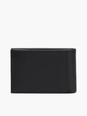 black small sleek leather wallet for men tommy hilfiger