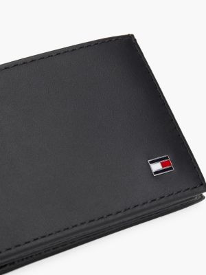 black small sleek leather wallet for men tommy hilfiger