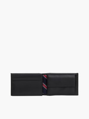 cartera de piel pequeña negro de hombres tommy hilfiger