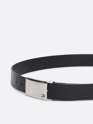 black adjustable logo plaque belt for men tommy hilfiger