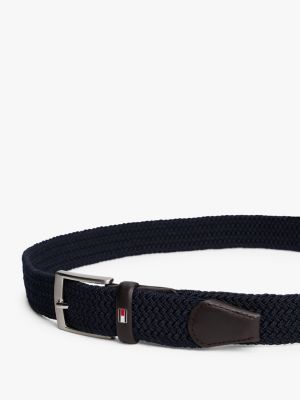 blue adan tonal braided elastic webbing belt for men tommy hilfiger