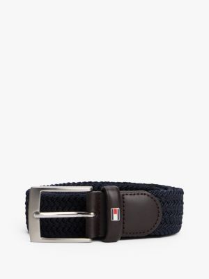 ceinture adan tressée élastique en toile bleu pour hommes tommy hilfiger