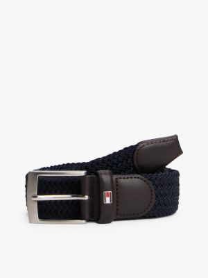 Adan Tonal Braided Elastic Webbing Belt, Blue