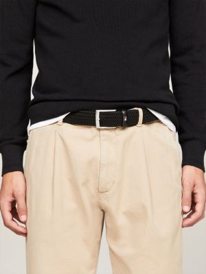 schwarz adan gürtel aus geflochtenem stretch-gurtband für herren - tommy hilfiger