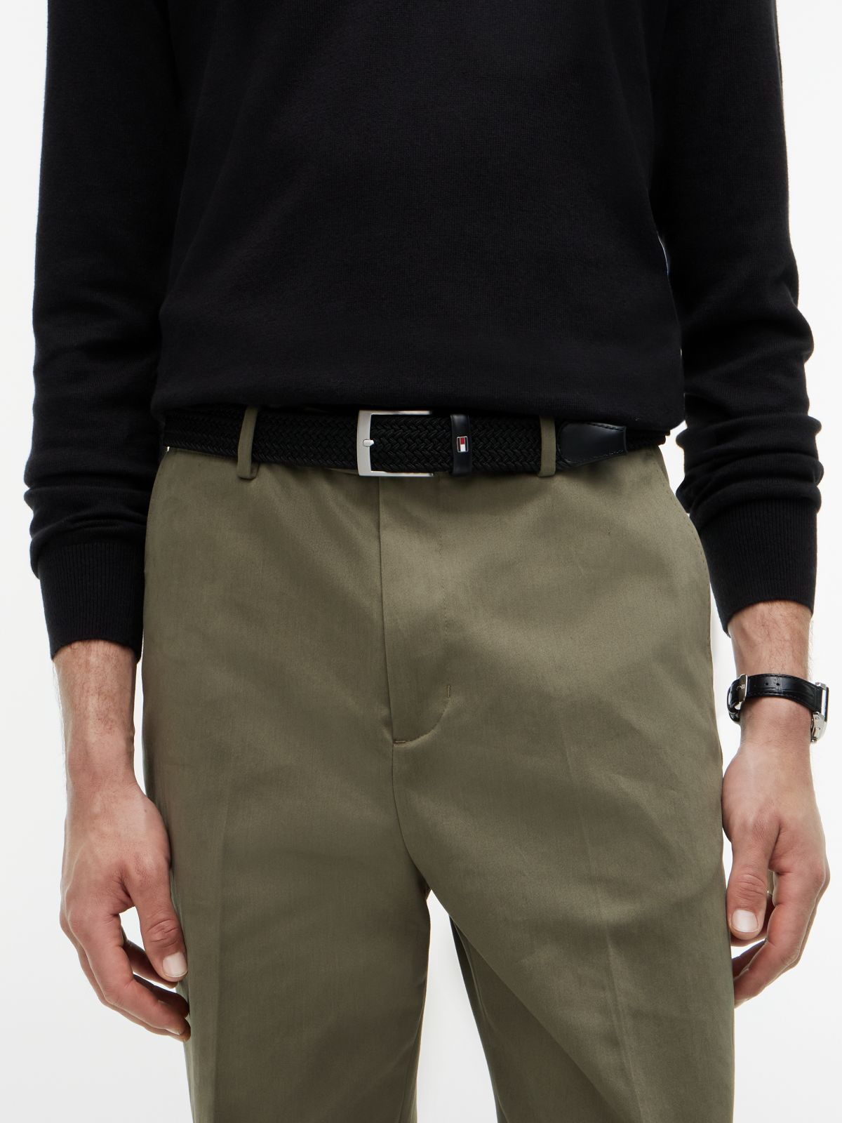 Adan Braided Elastic Webbing Belt — Black