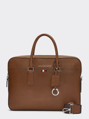 tommy hilfiger brown leather bag