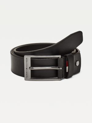 Adjustable Leather Embossed Buckle Belt | BLACK | Tommy Hilfiger