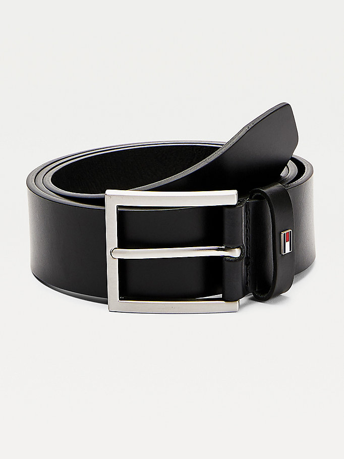 black square buckle leather belt for men tommy hilfiger