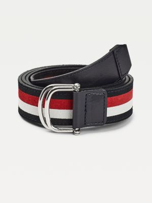 Leather Signature Tape D-Ring Belt 