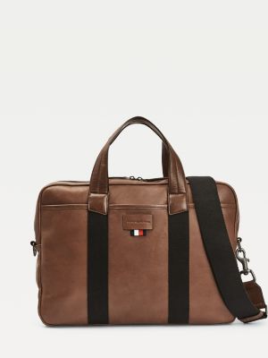 tommy hilfiger brown leather bag
