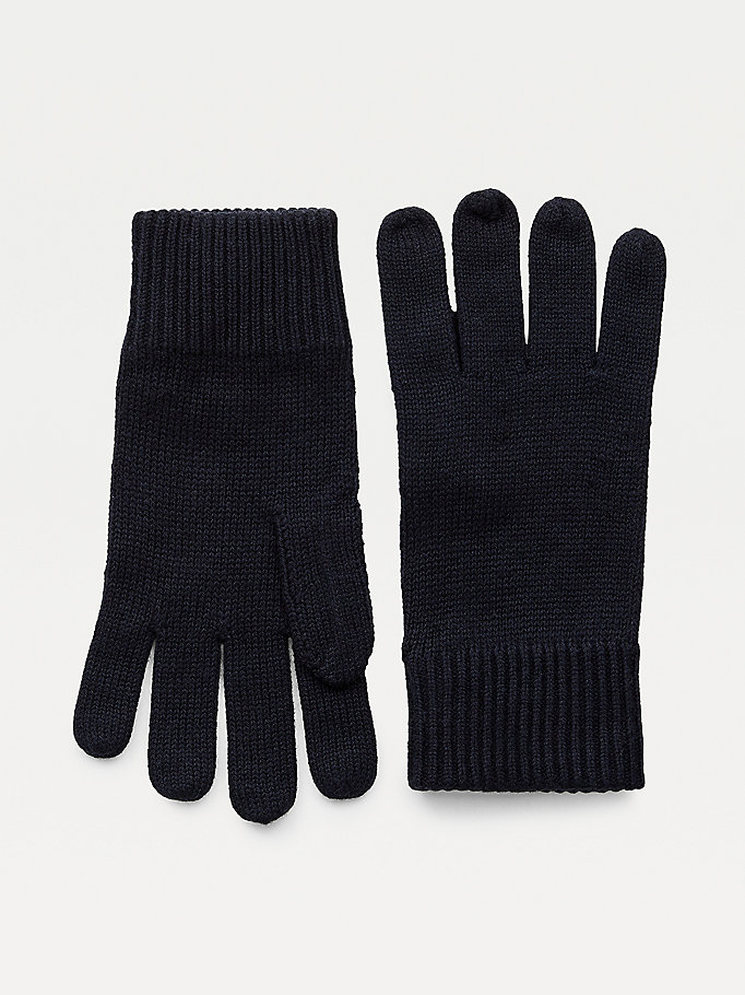 blue pima cotton cashmere gloves for men tommy hilfiger