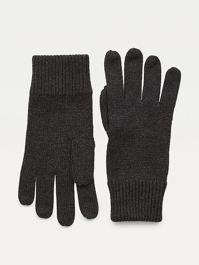 grey pima cotton cashmere gloves for men tommy hilfiger
