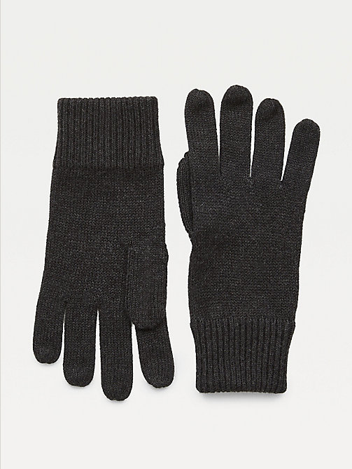 grau handschuhe aus pima-baumwoll-kaschmirmix für herren - tommy hilfiger