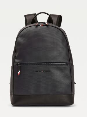 tommy hilfiger black leather backpack