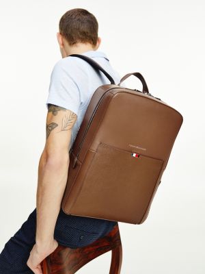 tommy hilfiger leather backpack mens