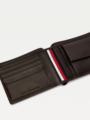 tommy hilfiger wallet brown leather