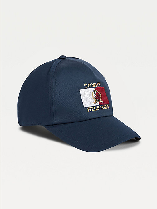 blue crest and logo embroidery cap for men tommy hilfiger