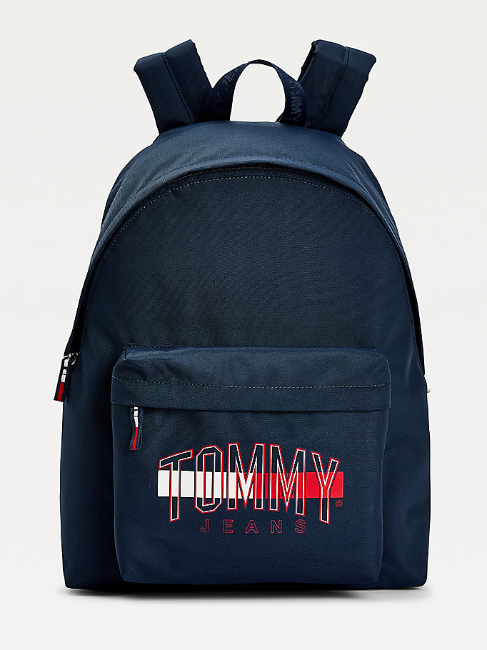 blue campus logo graphic backpack for men tommy jeans
