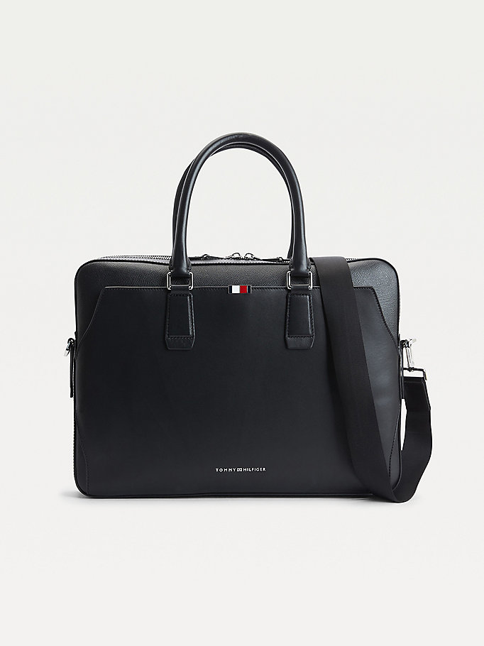 TH Business Slim Leather Computer Bag | BLACK | Tommy Hilfiger