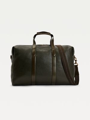 green leather duffle bag