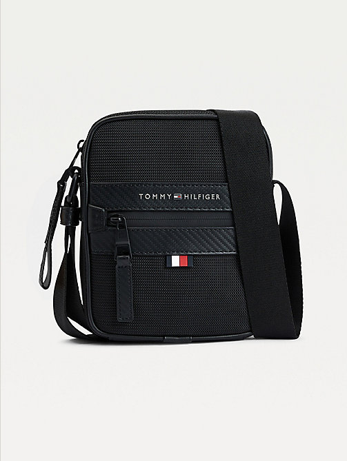 black elevated small reporter bag for men tommy hilfiger
