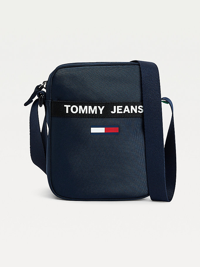 blau essential reportertasche mit logo für herren - tommy jeans