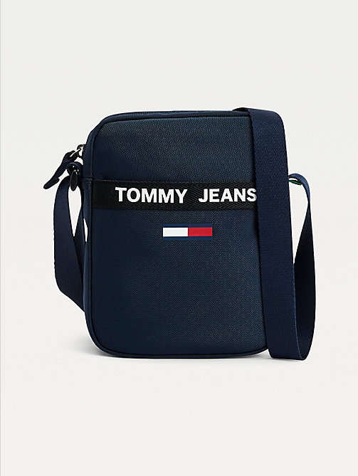 blau essential reportertasche mit logo für herren - tommy jeans