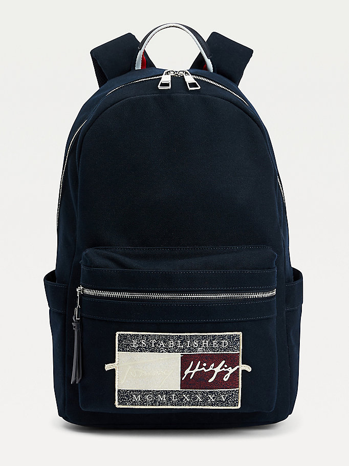 blue signature logo backpack for men tommy hilfiger