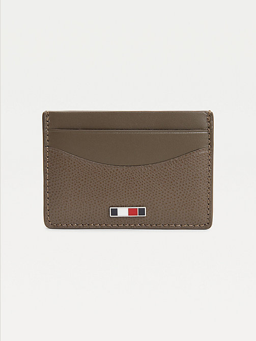 brown th business small leather card holder for men tommy hilfiger