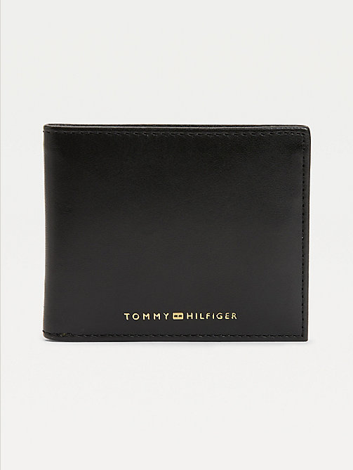 black casual leather small card wallet for men tommy hilfiger
