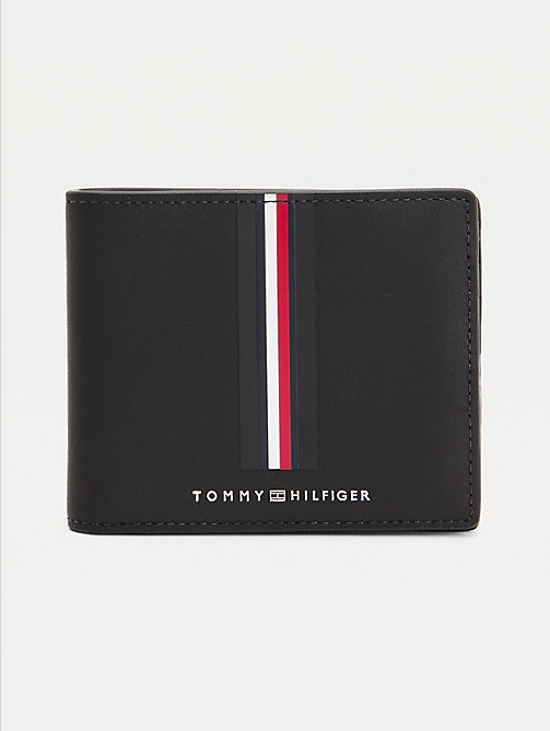 black commuter small leather wallet for men tommy hilfiger