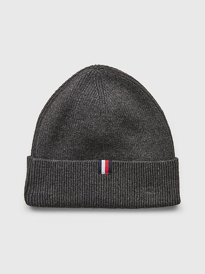 grey 1985 collection uptown beanie for men tommy hilfiger