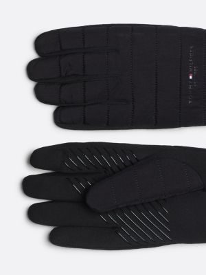 black quilted stitch logo gloves for men tommy hilfiger