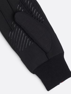black quilted stitch logo gloves for men tommy hilfiger