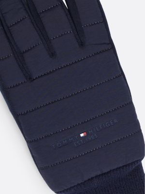 blue quilted stitch logo gloves for men tommy hilfiger