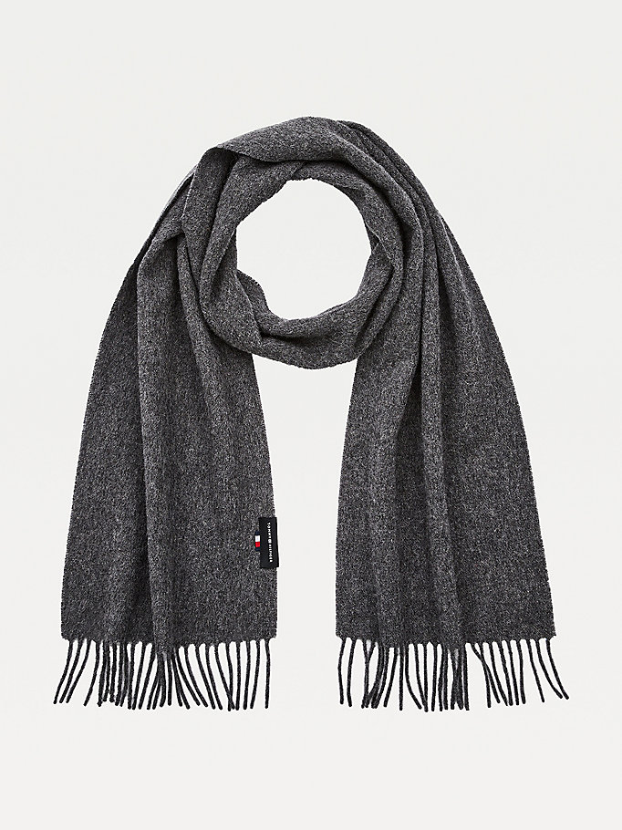 grey uptown pure wool scarf for men tommy hilfiger