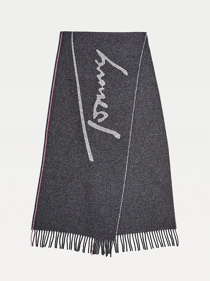 grey jacquard logo scarf for men tommy hilfiger