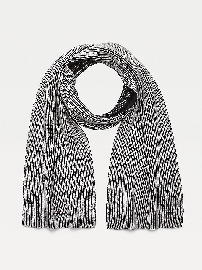 black two-tone double stitch scarf for men tommy hilfiger