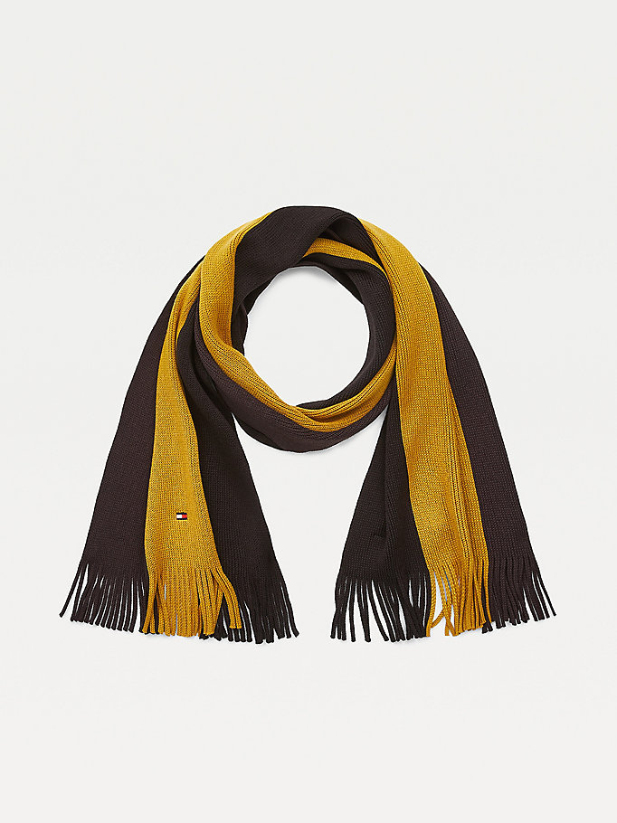 gold th established knitted scarf for men tommy hilfiger