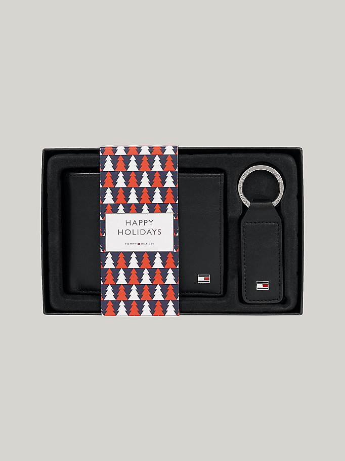 black flag wallet and key fob set for men tommy hilfiger