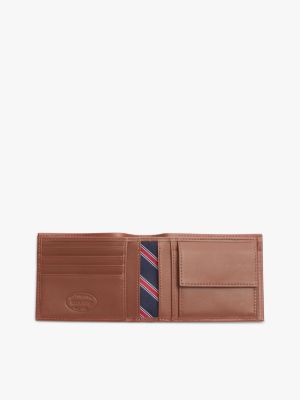 brown leather wallet and key fob gift set for men tommy hilfiger